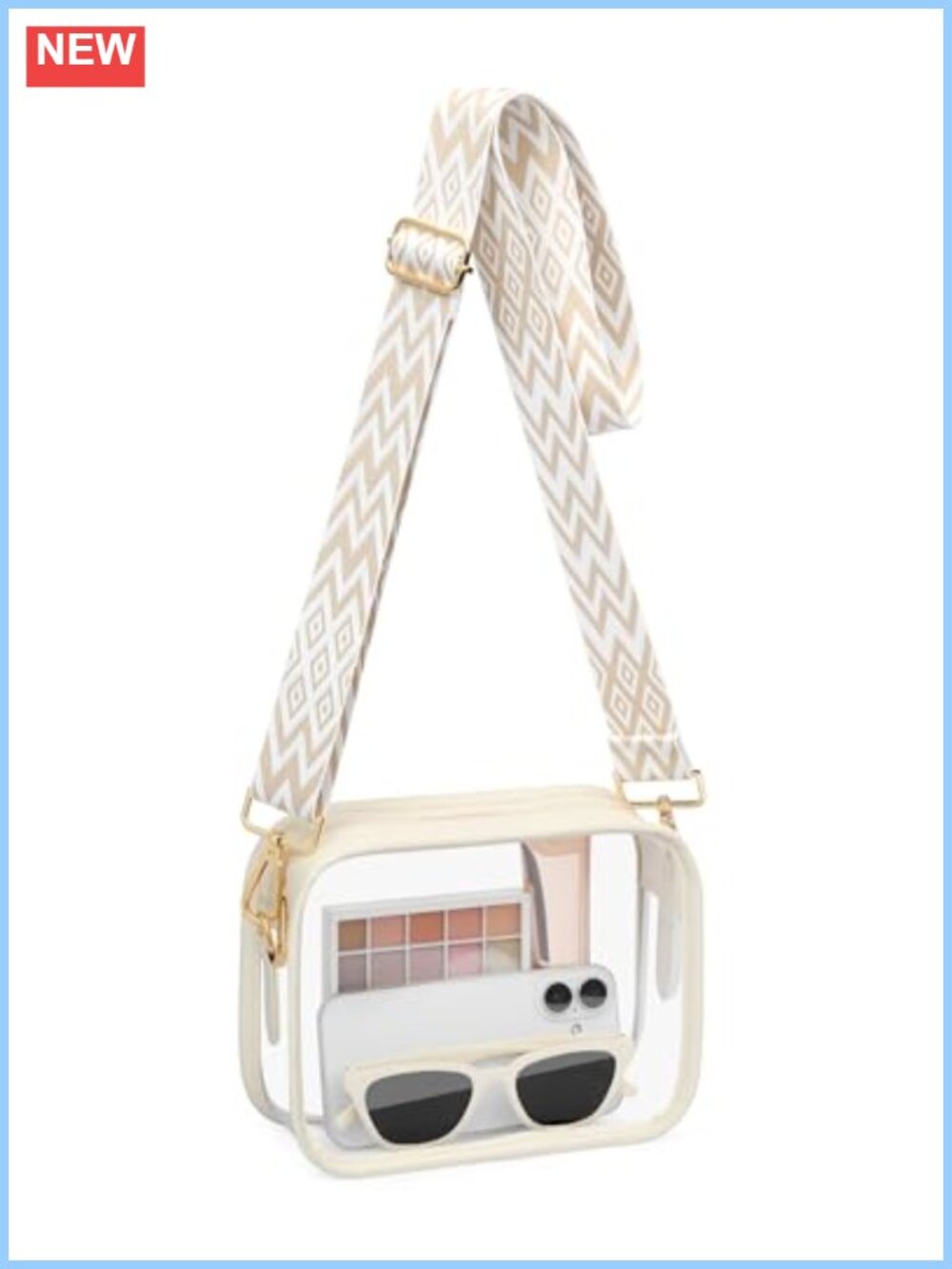 Clear Crossbody Bag Stadium Approved PVC Sling Purse Adjustable Strap